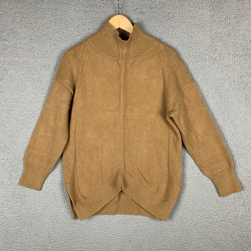 Maeve Anthropologie Turtleneck Sweater Womens M Honey Brown Asymmetrical Capsule